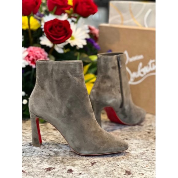 Christian Louboutin So Eleonor Velour Ankle Boots in Silex Gray EU:37.5/US:7.5 - Picture 2 of 12
